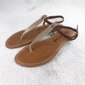 American Eagle Women's Flat T-Strap Thong Sandals, Size 10